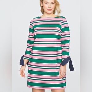 Draper James Multicolor Striped Long Sleeve Dress Preppy Casual
